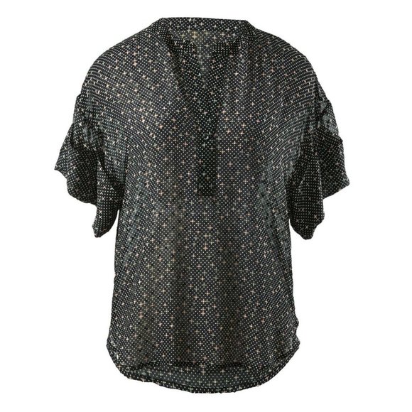CAbi Tops - CABI #239 Sheer Black Swiss Polka Dots Blouse sz S